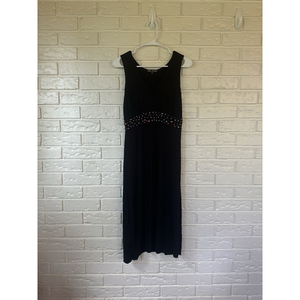 Zen Knits Women's 90's Black V Neck‎ Cocktail Dress Sz M